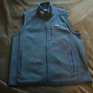 Patagonia Men's Navy Blue Zip Pockets Better Sweater Vest Size Large -Like New